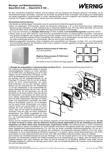 Montage- und Betriebsanleitung Silent ECO A 60 …, Silent ... - Wernig