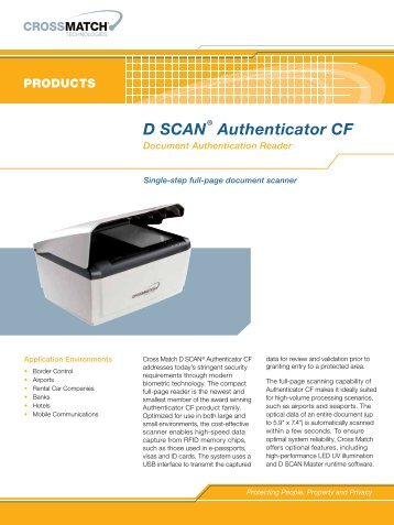 D SCAN® Authenticator CF - Cross Match Technologies