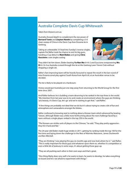 edition of the Tennis West E-News. - Wembley Downs Tennis Club