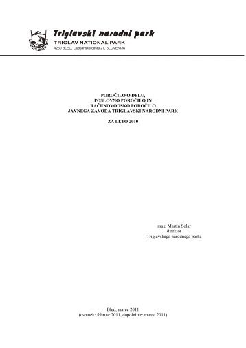 Letno poročilo 2010, pdf - Triglavski narodni park