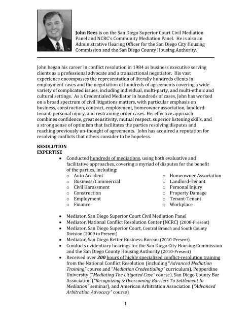 John Rees Resolven Read John Rees's Bio - National Conflict Resolution Center