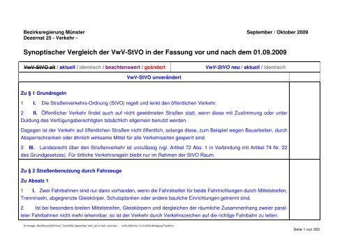 Synopse VwV-StVO alt/neu - Bezirksregierung Münster