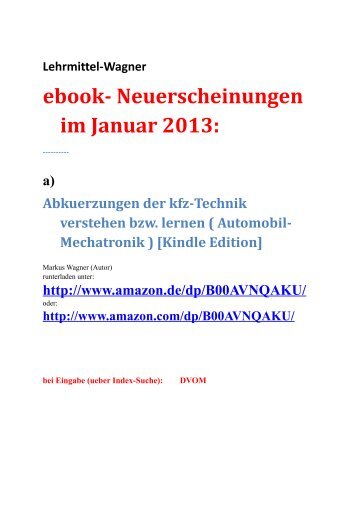 Neues zur Didacta 2013: Bereich eBook-Neuerscheinungen Jahr 2013: Nachschlagewerke Mechatronik von Lehrmittel-Wagner