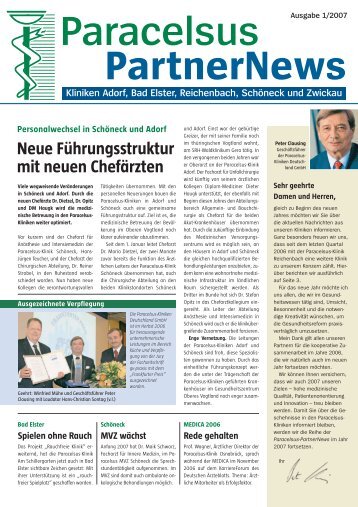 Paracelsus PartnerNews 1 2007 - bei der Paracelsus-Kliniken ...