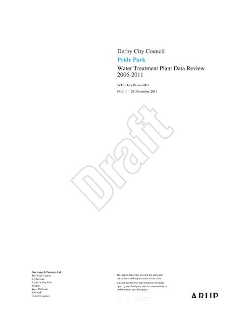 Derby City Council Pride Park Water Treatment Plant Data Review ...