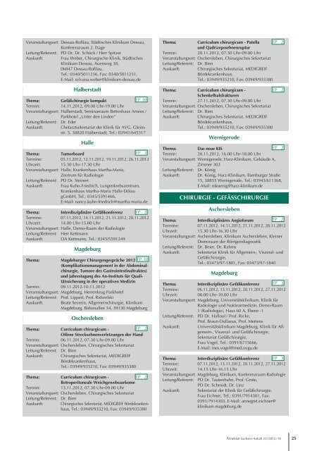 2012 - Ärztliche Weiterbildung in Sachsen-Anhalt