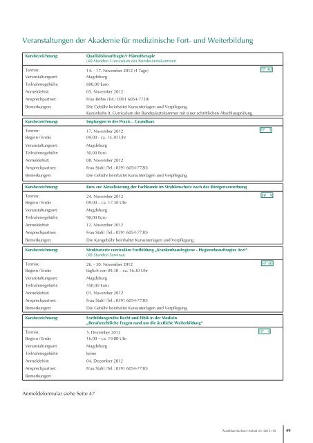 2012 - Ärztliche Weiterbildung in Sachsen-Anhalt
