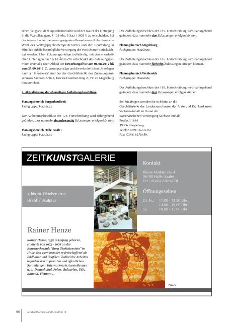2012 - Ärztliche Weiterbildung in Sachsen-Anhalt