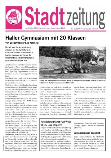 Haller Gymnasium mit 20 Klassen - in Hall in Tirol