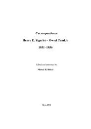 Correspondence Henry E. Sigerist – Owsei Temkin 1931–1956