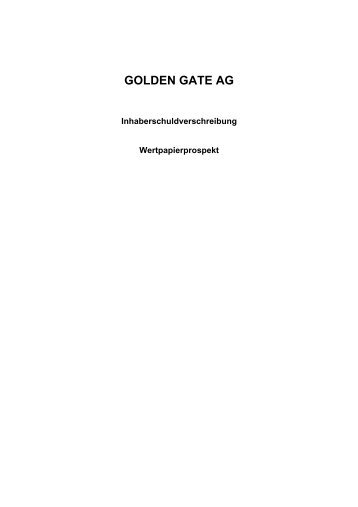 GOLDEN GATE AG - Anleihen-Finder.de