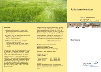 Bestrahlung (Flyer/PDF) - Kreiskliniken Esslingen