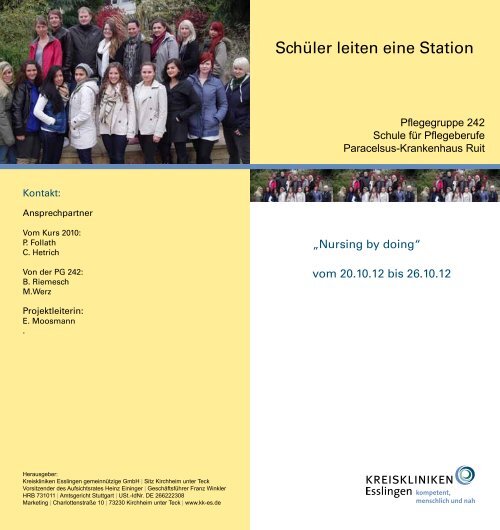 Schüler leiten eine Station - Kreiskliniken Esslingen