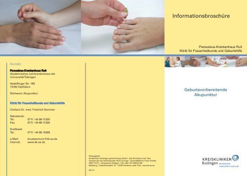 Geburtsvorbereitende Akupunktur Flyer Pdf Kreiskliniken