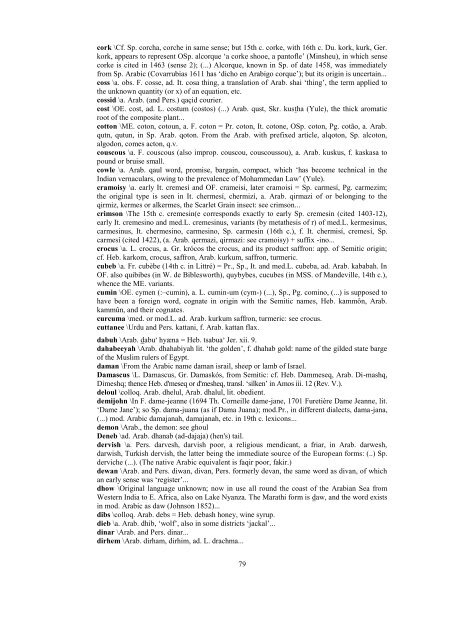 Palavras de Origem Árabe Dicionarizadas em Inglês e em Espanhol