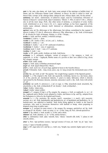 Palavras de Origem Árabe Dicionarizadas em Inglês e em Espanhol