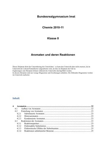 Bundesrealgymnasium Imst Chemie 2010-11 Klasse 8 Aromaten ...