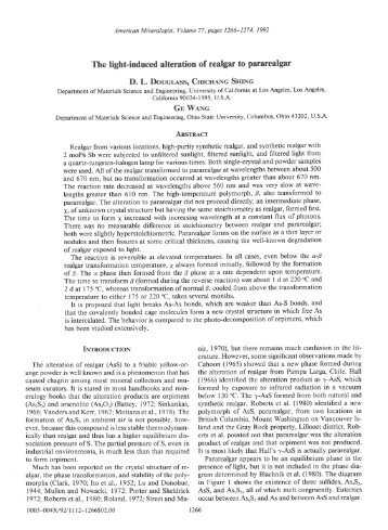 The light-induced alteration of realgar to pararealgar - Mineralogical ...