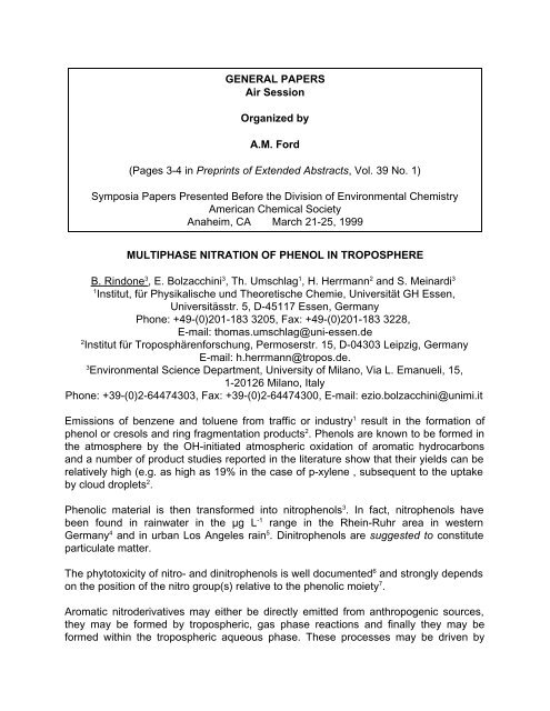 139 - ACS: Division of Environmental Chemistry