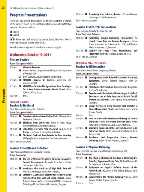 Programa de Conferencias Conference Program - American Oil ...