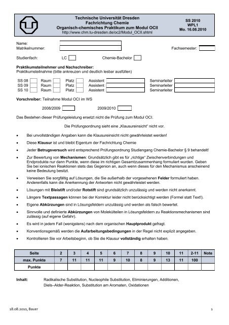 Technische Universität Dresden Fachrichtung Chemie Organisch ...