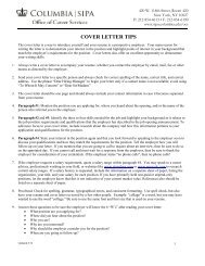 COVER LETTER TIPS - SIPA - Columbia University