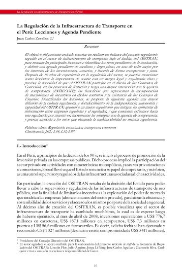 La Regulación de la Infraestructura de Transporte en el Perú - Ositran