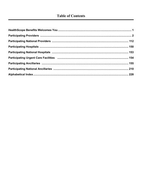 Participating Providers - HealthScope