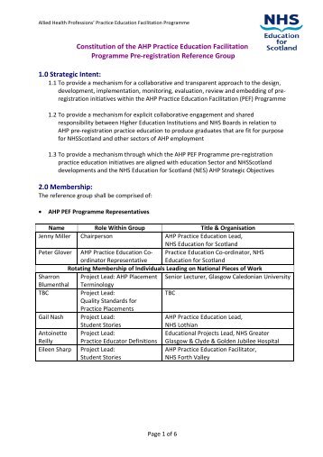 Terms of Reference - NHS Education for Scotland