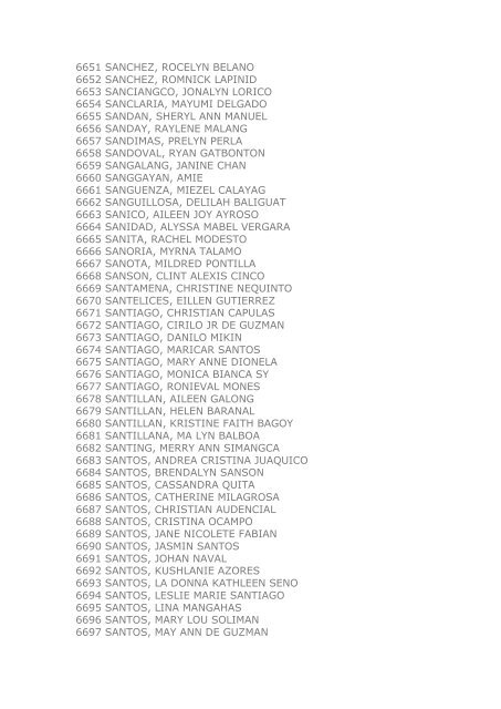 Roll of Successful Examinees in the L.E.T. - ELEMENTARY - All ...