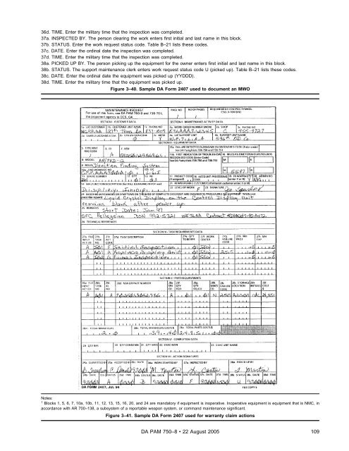 The Army Maintenance Management System (TAMMS) Users Manual