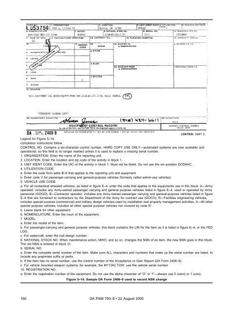 The Army Maintenance Management System (TAMMS) Users Manual