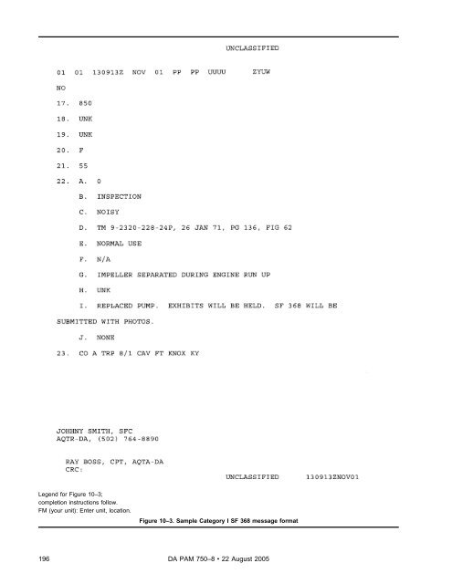 The Army Maintenance Management System (TAMMS) Users Manual