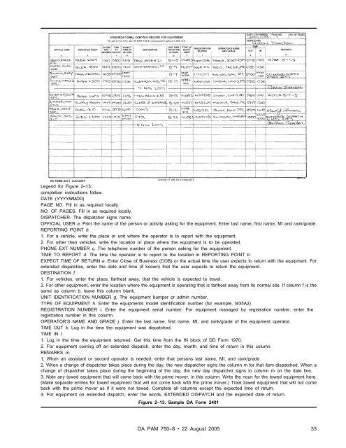 The Army Maintenance Management System (TAMMS) Users Manual