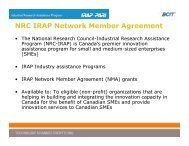 NRC IRAP Network Member Agreement - BCIT