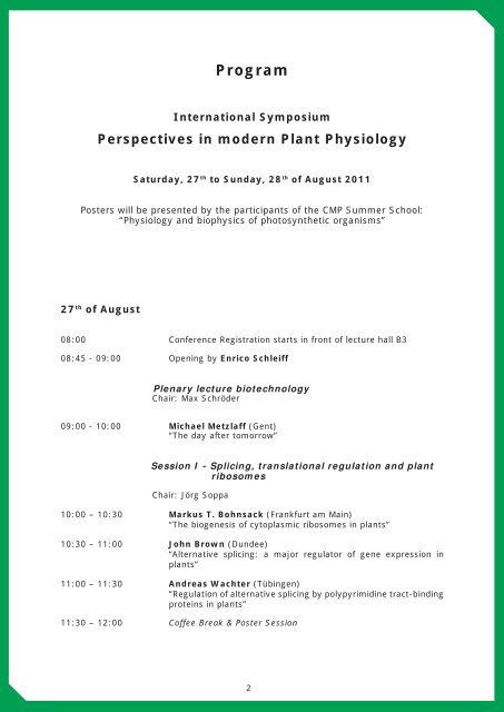 Symposium schedule - CMP