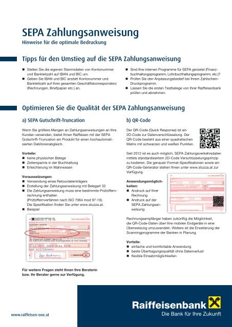 SEPA Zahlungsanweisung - Hinweise für die optimale ... - Raiffeisen