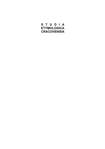 studia etymologica cracoviensia 17 (2012) - Uniwersytet Jagielloński