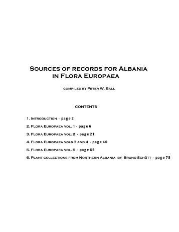 Sources of Records for Albania in Flora Europaea - University of ...