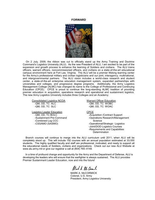 FORWARD - Army Logistics University - U.S. Army