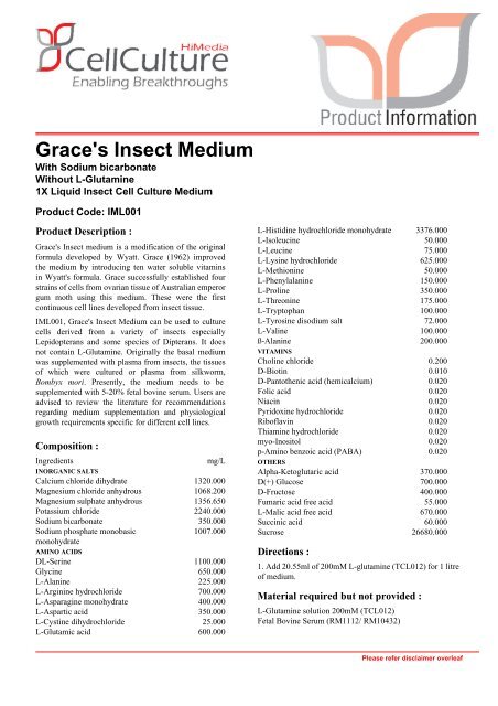 Grace's Insect Medium - Himedia Laboratories