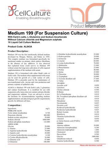 Medium 199 (For Suspension Culture) - Himedia Laboratories