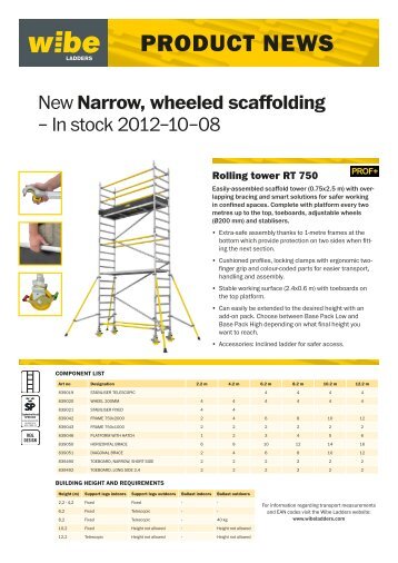 Product news RT 750 (pdf) - Wibe Ladders