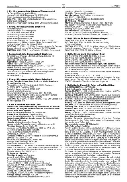 Mitteilungsblatt Ausgabe 27 - 2011 - Verbandsgemeinde Nassau