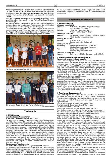 Mitteilungsblatt Ausgabe 27 - 2011 - Verbandsgemeinde Nassau