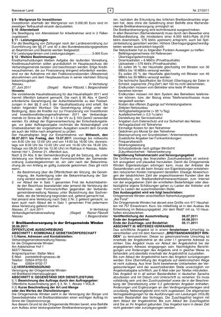 Mitteilungsblatt Ausgabe 27 - 2011 - Verbandsgemeinde Nassau