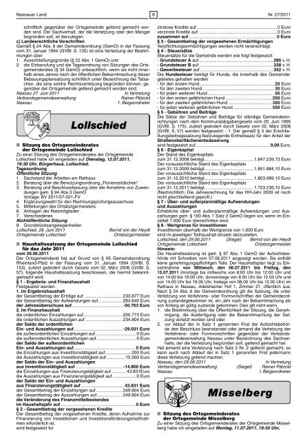 Mitteilungsblatt Ausgabe 27 - 2011 - Verbandsgemeinde Nassau