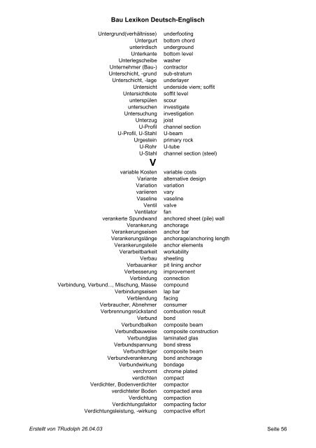 Bau Lexikon Deutsch - Englisch: Teil 2 - fotobu.de