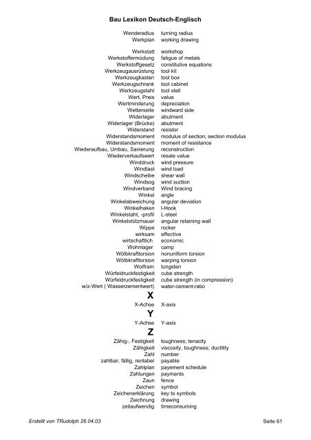 Bau Lexikon Deutsch - Englisch: Teil 2 - fotobu.de