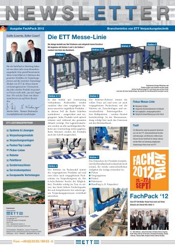 ETT Newsletter 2012 - FachPack deutsch - ETT-Verpackungstechnik